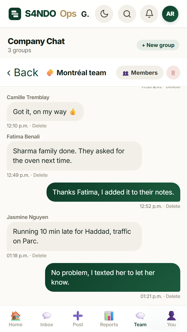 Talk to crews without your own phone.