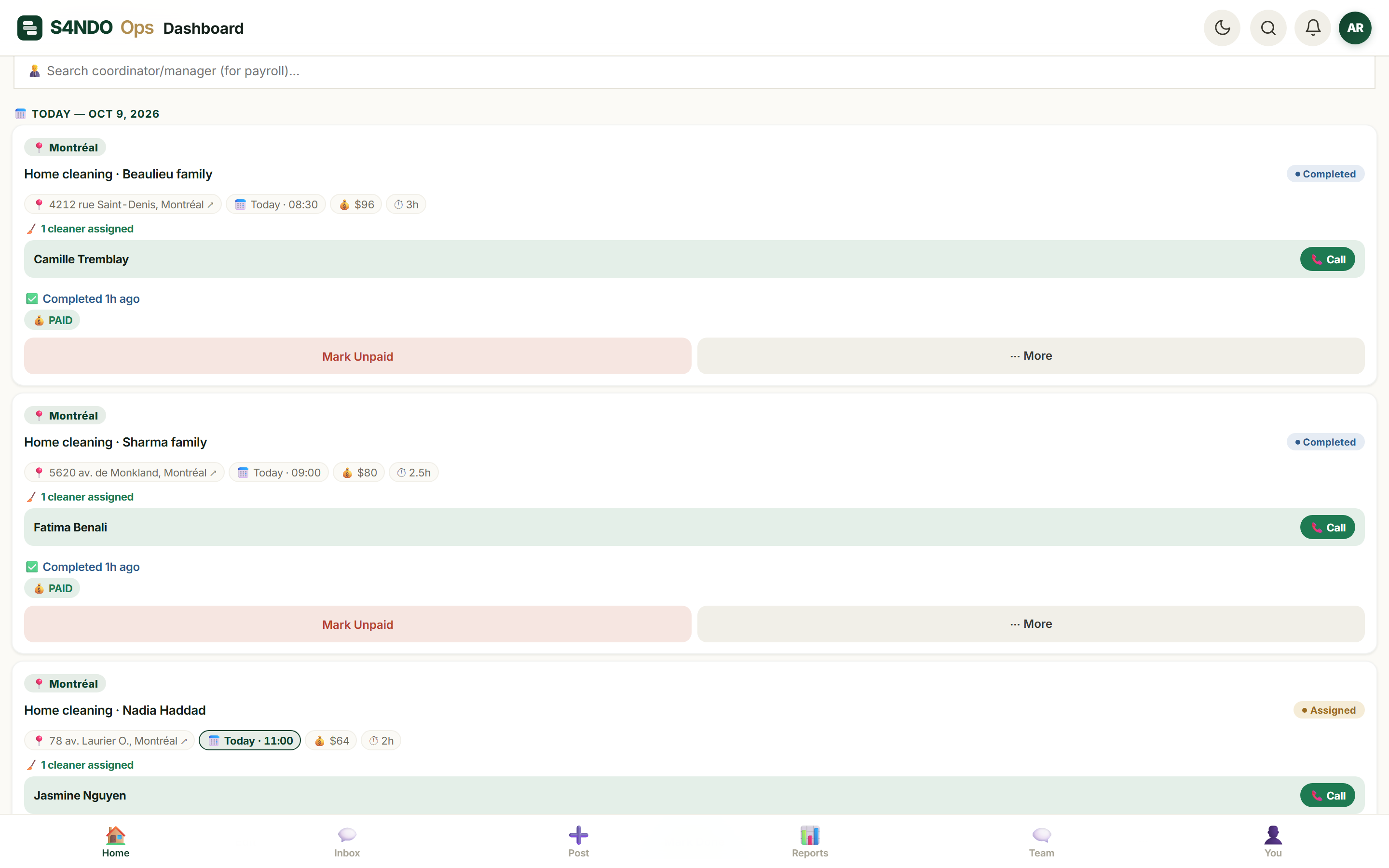 The whole day, on one board.