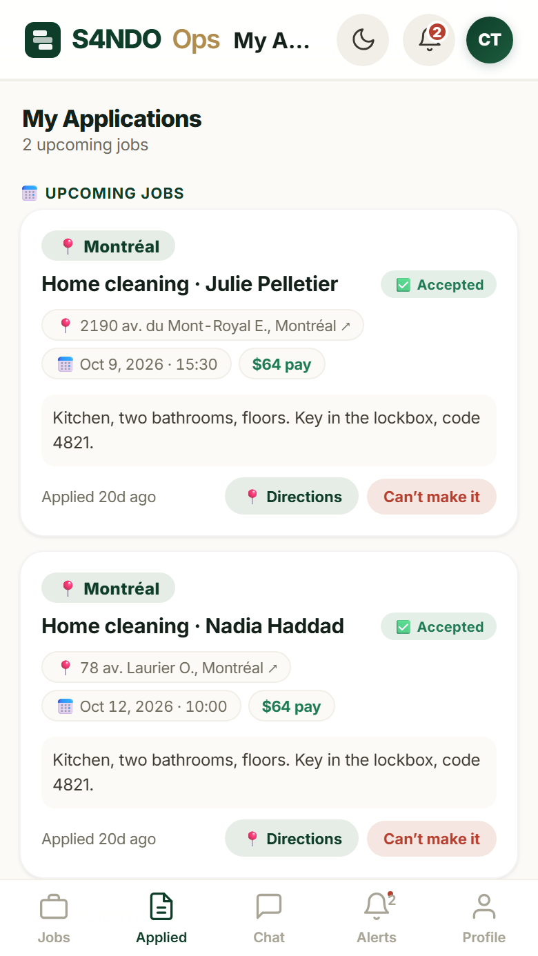 S4NDO schedule on a phone